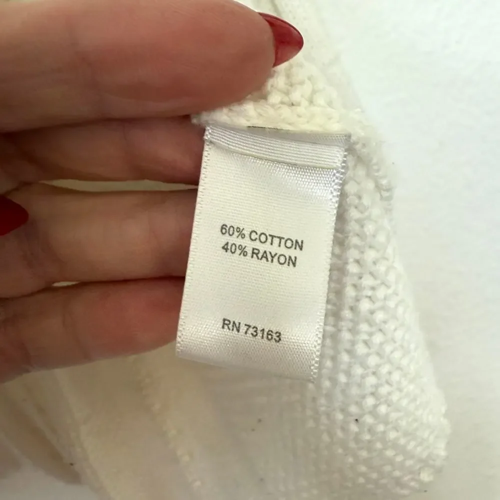 NEIMAN MARCUS Zip Cardigan Sweater White XL Cotton Rayon Cable Knit Elegant - Picture 3 of 5